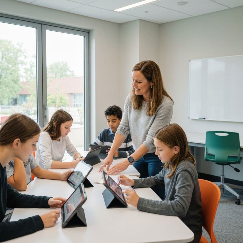 Teacher managing students with digital platform